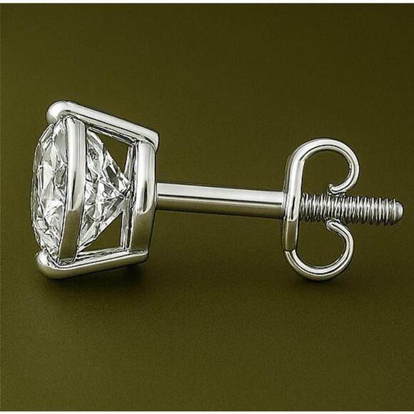 1 CT Lab Grown Diamond Stud Earrings 14K Solid Gold White G VS NWT Appraisal - Picture 4 of 7